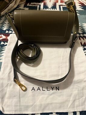 Aallyn Ingrid Olive Green Leather Crossbody Bag with Gold Hardware